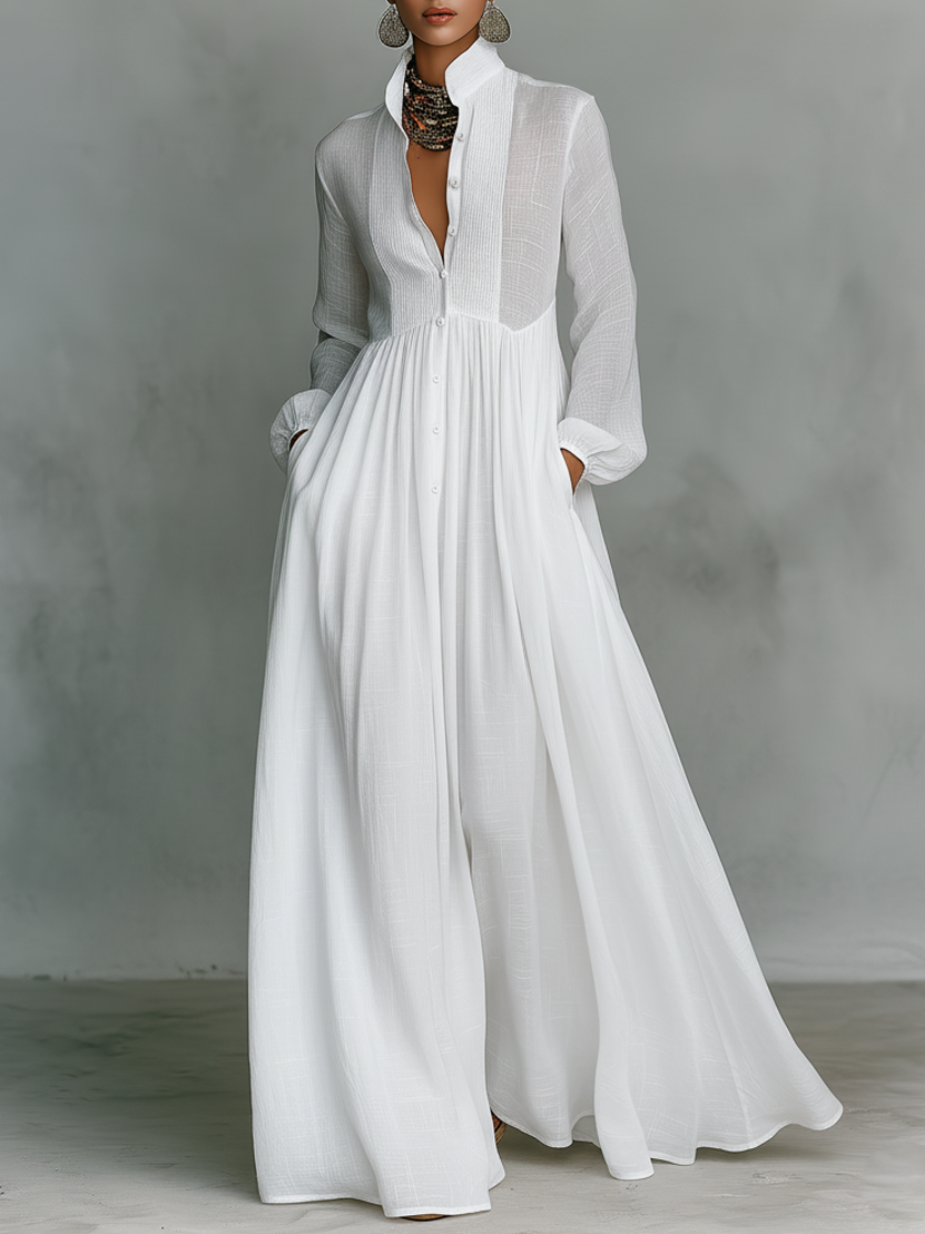 BRIERLY™ | Stand-Collar Maxi Dress