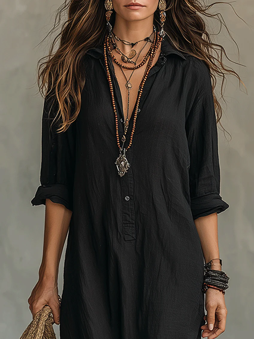 CALLA™ | Button-Placket Maxi Dress
