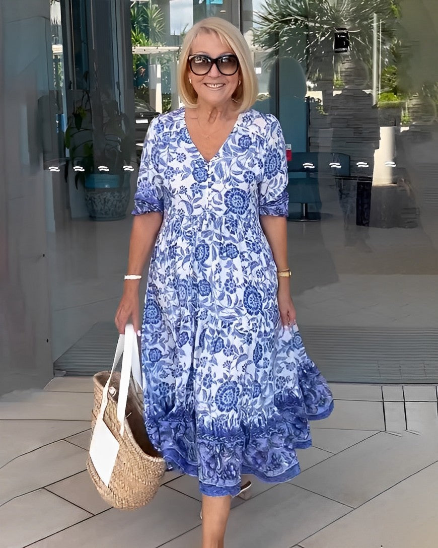 CECILY™ | Floral V-Neck Dress